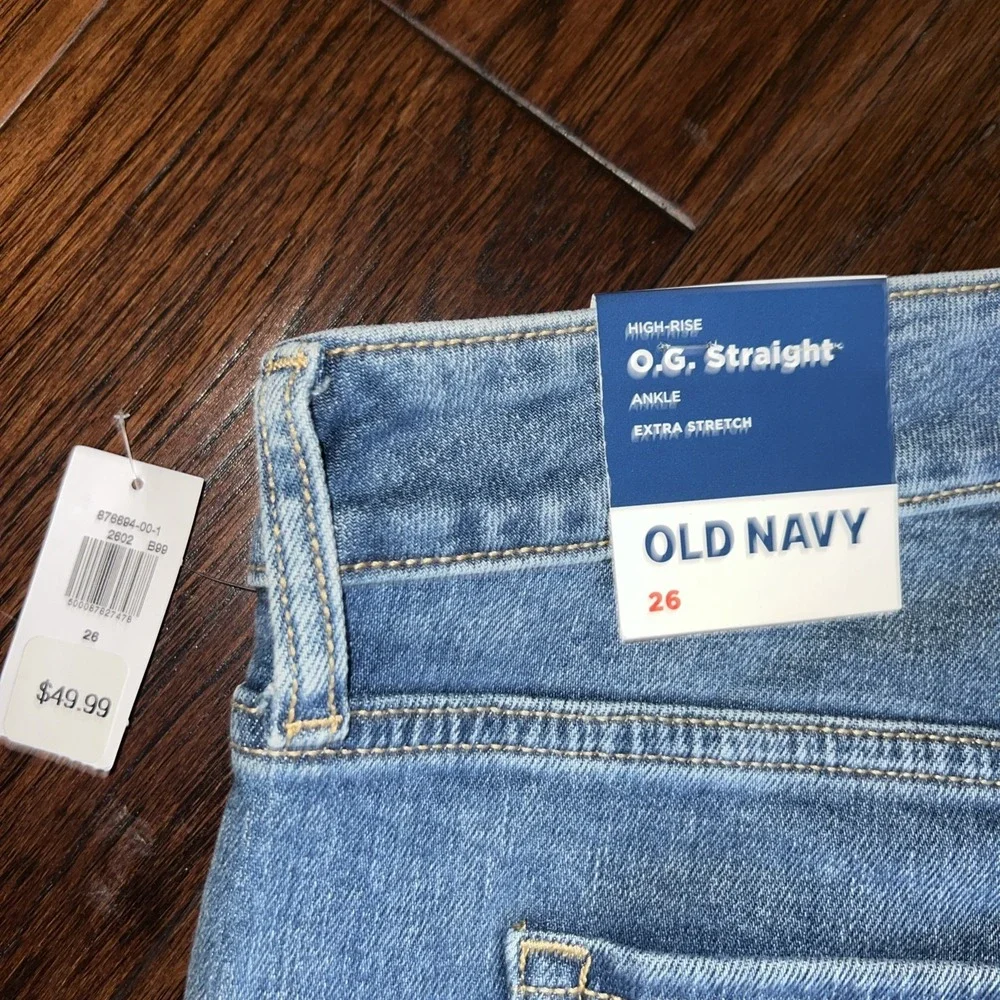 Old Navy Rockstar O.G Straight High‎ Rise Stretch Denim Jeans Women's Plus Sz 26